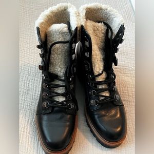 Marc Fisher Izzie Genuine Shearling Lace Up Boot - size 7.5